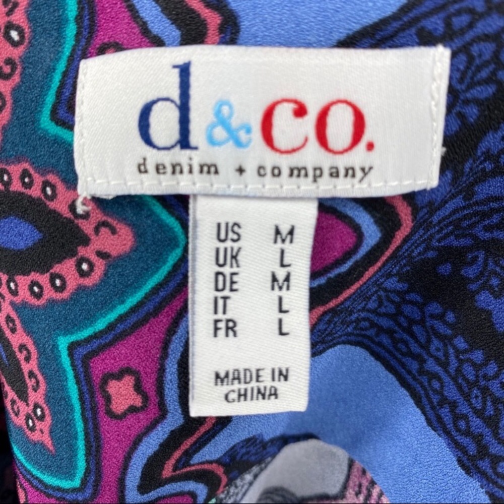 Denim & Co Blue Floral Long Sleeve Blouse M —#011 - Picture 7 of 7